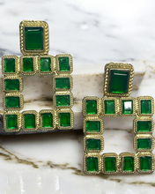Load image into Gallery viewer, Out of the Box Geometric Drop Earrings - Green