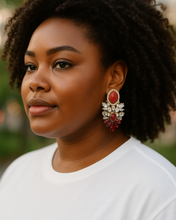 Load image into Gallery viewer, Muse Royale Red &amp; Crystal Statement Earrings