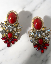 Load image into Gallery viewer, Muse Royale Red &amp; Crystal Statement Earrings