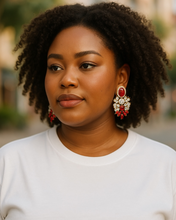 Load image into Gallery viewer, Muse Royale Red &amp; Crystal Statement Earrings