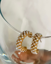 Load image into Gallery viewer, Mina Pearl Hoop Earrings