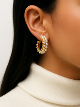 Load image into Gallery viewer, Mina Pearl Hoop Earrings