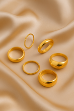 Load image into Gallery viewer, 6 Metallic Smooth Ring Set