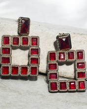 Load image into Gallery viewer, Out of the Box Red Geometric Drop Earrings