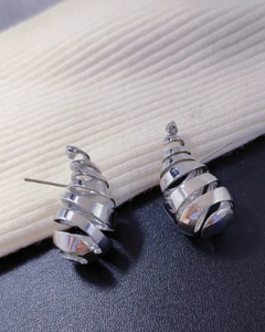 Spiral Teardrop Earrings - Silver