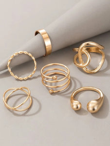 6pc Hollow Out Ring Set