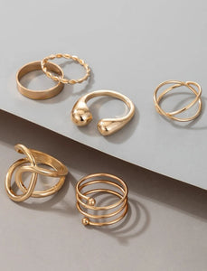 6pc Hollow Out Ring Set