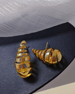 Spiral Teardrop Earrings - Gold