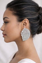 Load image into Gallery viewer, Half Moon Bling Earrings - Silver
