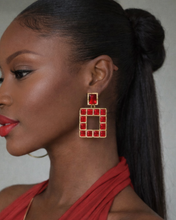 Load image into Gallery viewer, Out of the Box Red Geometric Drop Earrings