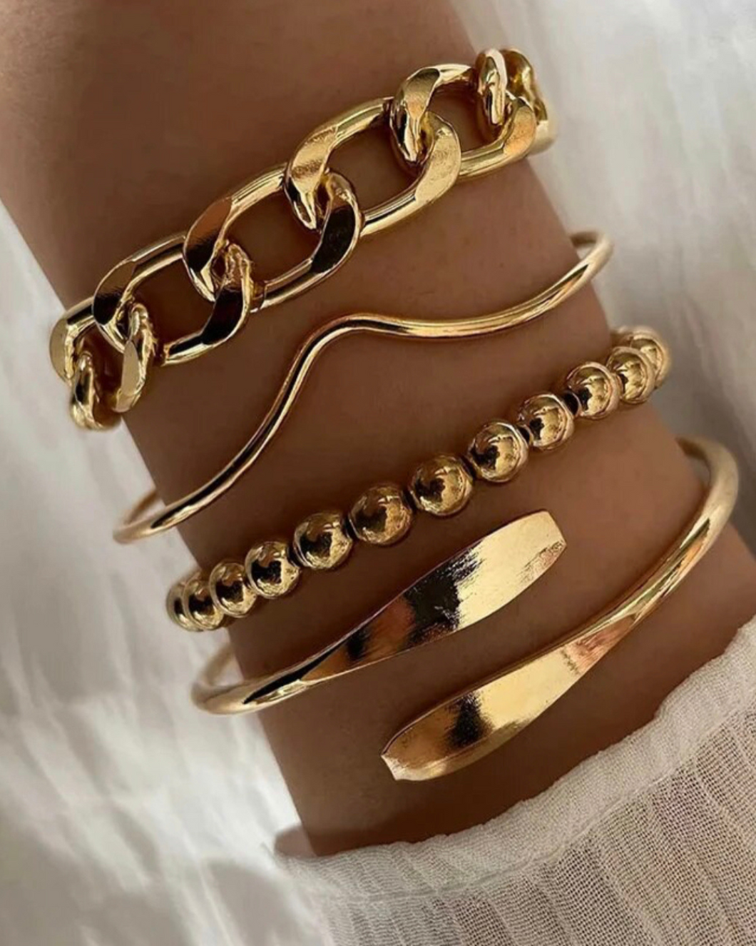 Gold Adjustable Bracelet Set