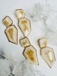 Taraji Gold Earrings - White